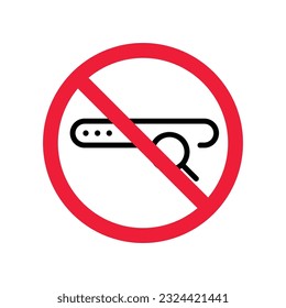 Website search vector icon. Site search flat sign design. Web site loupe search symbol pictogram. Forbidden Prohibited Warning, caution, attention, restriction label danger.