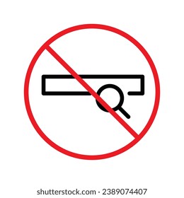 Website search vector icon. Site search flat sign design. Web site loupe search symbol pictogram. Forbidden Prohibited Warning, caution, attention, restriction label danger. URL icon UX UI symbol