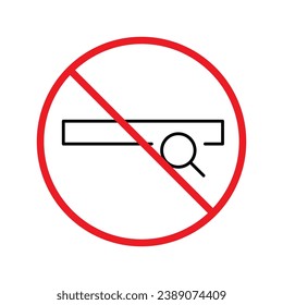 Website search vector icon. Site search flat sign design. Web site loupe search symbol pictogram. Forbidden Prohibited Warning, caution, attention, restriction label danger. URL icon UX UI symbol