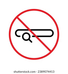 Website search vector icon. Site search flat sign design. Web site loupe search symbol pictogram. Forbidden Prohibited Warning, caution, attention, restriction label danger. URL icon UX UI symbol