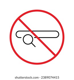 Website search vector icon. Site search flat sign design. Web site loupe search symbol pictogram. Forbidden Prohibited Warning, caution, attention, restriction label danger. URL icon UX UI symbol