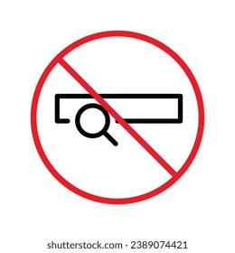 Website search vector icon. Site search flat sign design. Web site loupe search symbol pictogram. Forbidden Prohibited Warning, caution, attention, restriction label danger. URL icon UX UI symbol