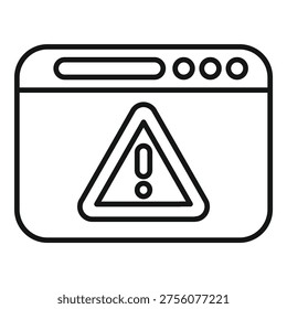 Website security alert warning attention error message with exclamation mark symbol in triangle on webpage