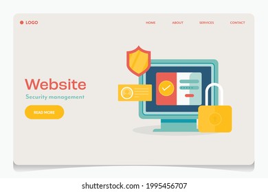 Website security, data security, Website access, Business website, Secure data - conceptual landing page template