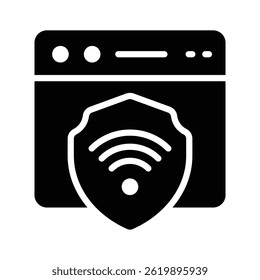 Website security icon designed in glyph style