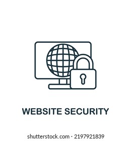 Icono de Seguridad del sitio web. Icono de desarrollo web simple de línea para plantillas, diseño web e infografías