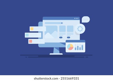 Website SEO analysis, Organic traffic metrics, SEO tool, Search engine optimization - vector illustration background with icons