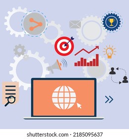 Sitios web SEO e iconos de análisis
