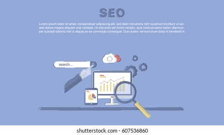 Website SEO optimization. Concept business vector for investing into ideas, creative innovative work, growing business. Flat illustration with thin broken line.
