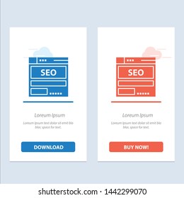 Website, Server, Data, Hosting, Seo, Tech  Blue and Red Download and Buy Now web Widget Card Template