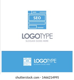 Website, Server, Data, Hosting, Seo, Tech Blue Solid Logo with place for tagline. Vector Icon Template background