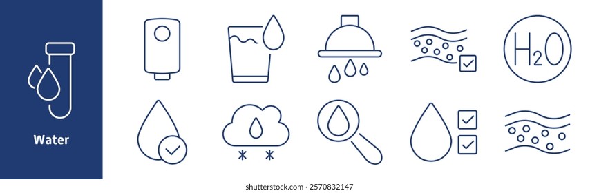 Website set icon. Router, hand gesture, checkmark, link, network, user target, settings gear, download arrow, cancel, globe, cloud. Represent hosting, navigation, file management, and digital tools