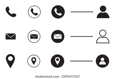Website set icon vector. Phone. Web icon set. Business card contact information icons. Vector illustration eps