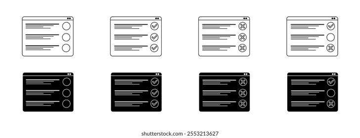 Conjunto de iconos de Sitio web. Estilo lineal y de silueta. Iconos del vector.