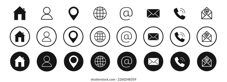 Iconos del conjunto del sitio web. Conjunto de iconos Web. Iconos de medios sociales. Ilustración vectorial. 