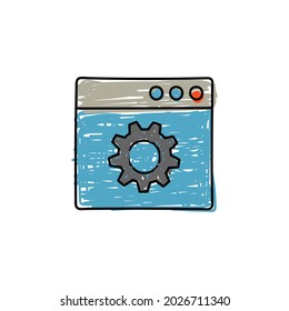 icono de configuración de la configuración del sitio web. Icono de opción Web. Engranar en el icono de la ventana. en el icono de color, aislado en fondo blanco 