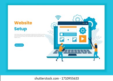 Website setup illustration landing page concept.  This is great for websites, landing pages, mobile applications, posters, banners