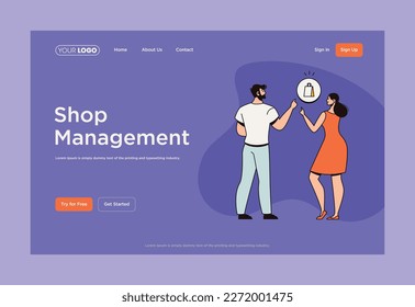 A website for a shop management website. Vector illustrations Background.