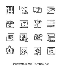 Website shop, square icon set