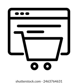 Icono de compras de Sitio web Vector en estilo de esquema para comercio electrónico, compras y marketing