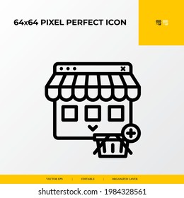Website shopping icon.E-commerce Related Vector Line Icons.64x64 pixel perfect icons