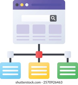 Website Silo structures concept, tier link building vector color icon design, Web hosting service Symbol, Computing machines Sign, Internet Application Management stock illustration