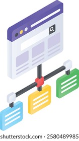 Website Silo structures isometric concept, tier link building vector icon design, Web hosting service Symbol, Computing machines Sign, Internet Application Management stock illustration