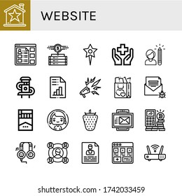 website simple icons set. Contains such icons as Star, Information, Data storage, Health, Pencil, Slider, Analytics, Promotion, Love, Email, can be used for web, mobile and logo