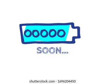 Website Sketch Bar with Adjustable Fill Part. Coming Soon Vector Hand Drawn Loader. Infographic Element with 90% Complete Indicator. Soon Progress Bar Status.  Quarantine Illustration.