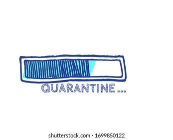 Website Sketch Bar with Adjustable Fill Part. Infographic Element with 90% Complete Indicator. Quarantine Illustration. COVID-19 Vector Hand Drawn Loader. The End of Coronavirus Progress Bar Status. 