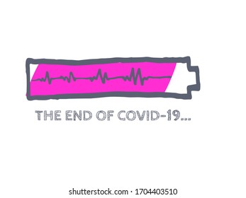 Website Sketch Bar with Adjustable Fill Part. The End of Coronavirus Progress Bar Status.  Infographic Element with 90% Complete Indicator. Quarantine Illustration. COVID-19 Vector Hand Drawn Loader.