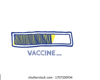 Website Sketch Bar with Adjustable Fill Part. Coming Soon Vector Hand Drawn Loader. Infographic Element with 90% Complete Indicator. Remedy Invention Illustration. Vaccine Progress Bar Status. 