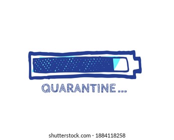 Website Sketch Bar with Adjustable Fill Part. Quarantine Illustration. COVID-19 Vector Hand Drawn Loader. The End of Coronavirus Progress Bar Status.  Infographic Element with 90% Complete Indicator.