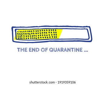 Website Sketch Bar with Adjustable Fill Part. Quarantine Illustration. The End of Coronavirus Progress Bar Status.  Infographic Element with 90% Complete Indicator. COVID-19 Vector Hand Drawn Loader.