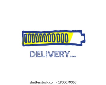 Website Sketch Bar with Adjustable Fill Part. Courier Service Vector Hand Drawn Loader. Preloder Illustration. Delivery Progress Bar Status.  Infographic Element with 90% Complete Indicator.