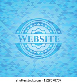 Website sky blue emblem with triangle mosaic background