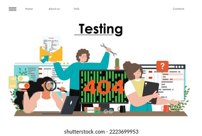 Website and software test flat vector illustration