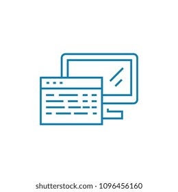 Website source code linear icon concept. Website source code line vector sign, symbol, illustration.
