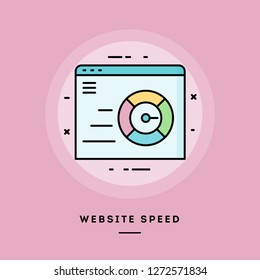 Website speed, flat design thin line banner, usage for e-mail newsletters, web banners, headers, blog posts, print and more. Vector illustration.