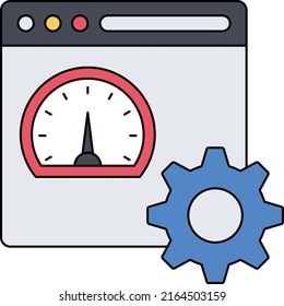 métrica de velocidad del sitio web Concepto, pruebas de rendimiento web y monitorización de diseño de iconos de color vectorial, símbolo de marketing digital, Signo de optimización del motor de búsqueda, ilustración de material SEO y SMM