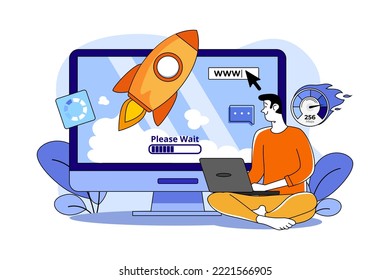 Website Speed Optimization Illustration concept. A flat illustration isolated on white background