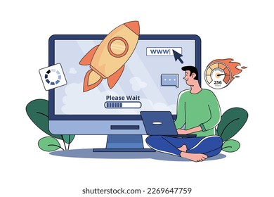 Website Speed Optimization Illustration concept on white background