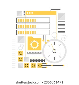 Website speed pages. Performance dashboard, seo optimization strategy graphic icon illustration