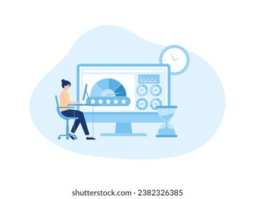 Website speed test trending concept flat illustration