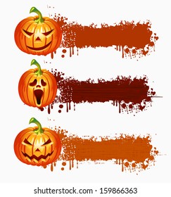 Website spooky banner set with Halloween pumpkin 