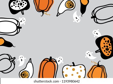 Website spooky header or banner with Halloween pumpkins. Poster, banner or background for Trick or Treat Halloween Party with scary pumpkins.