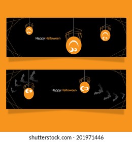 Website spooky header or banner set with Halloween