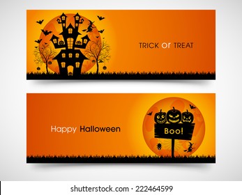 Website spooky header or banner set of Halloween.