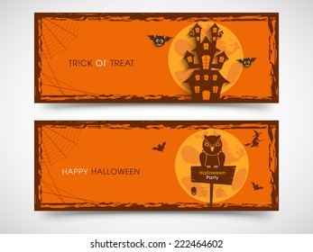 Website spooky header or banner set of Halloween.