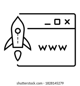 Estadísticas del sitio web, apuntar y aumentar los signos de ventas. Iconos de línea de sesión. Iconos de gestión de tráfico, redes sociales y optimización de seo